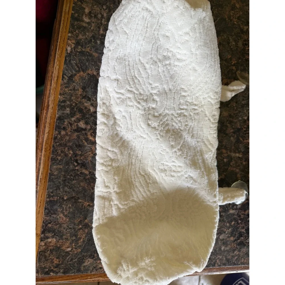 White Terry Cloth Bath Pillow with Suction Cups and Zippered Cover